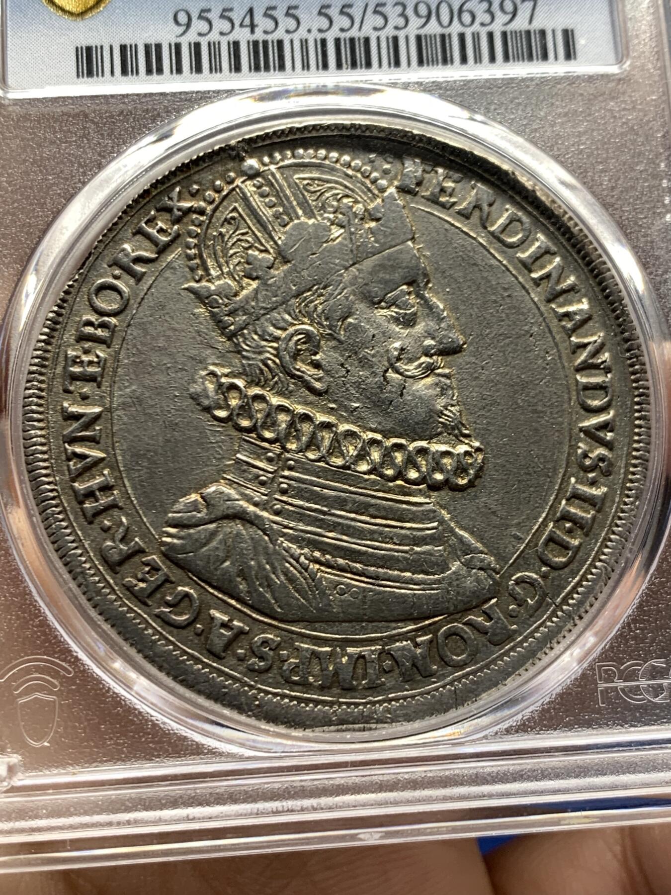 《竞宝斋》第482场 周日，周一 2场连拍 （全场包邮）20级店铺 欢迎送拍 亚军分 PCGS AU55 奥地利帝国 1620年 斐迪南二世 泰勒大银币 格拉茨造币厂 独年发行 少见皇冠头像 双面深打 更高分仅1枚 17世纪好品不易