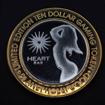 【淘币小摊】实时拍第八百九十六拍   银币套币场    每周一统一发货 美国拉斯维加斯好莱坞星球（Planet Hollywood Resort & Casino）10美元银芯代币 重40克银芯0.6盎司999银