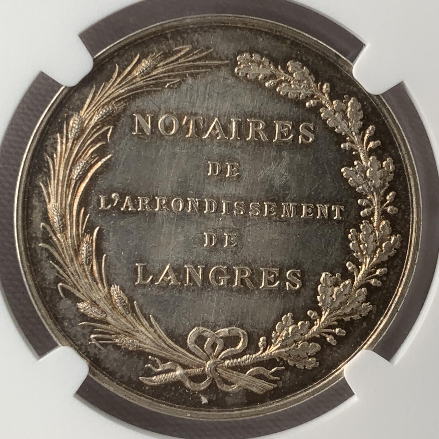 掌中浮雕-藏着的欧洲第059场 NGC MS62 : 法国朗格勒公证人银章，33mm