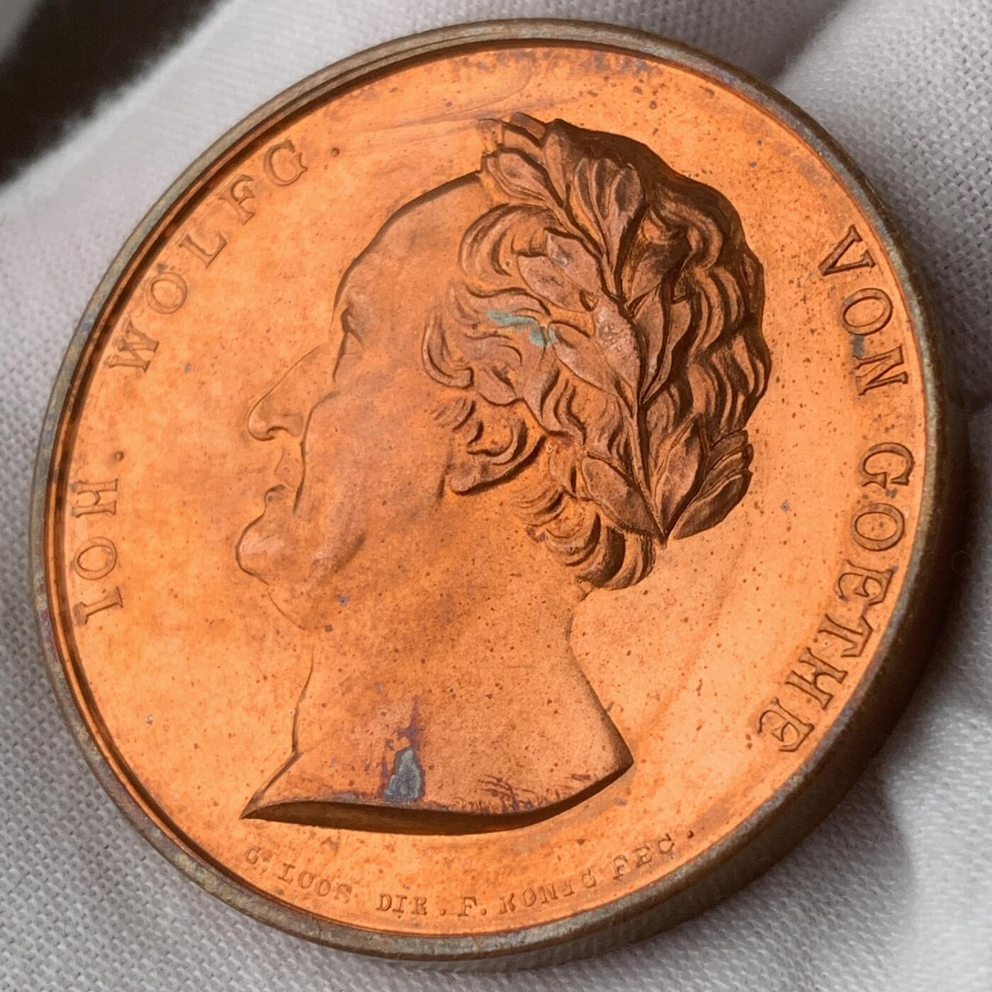 掌中浮雕-藏着的欧洲第059场 德国伟大诗人歌德纪念铜章，43mm