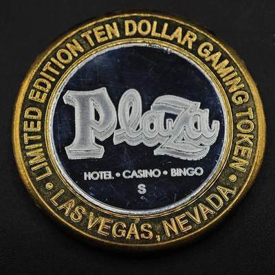 【淘币小摊】实时拍第八百九十六拍   银币套币场    每周一统一发货 美国拉斯维加斯（Plaza Casino）10美元银芯代币重40克 银芯0.6盎司999银