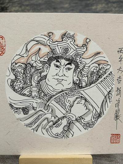 喜灰玩卡拍卖第八期，接拍品0佣金，欢迎送拍，释放现金流，让自己有资金可以购买更多喜欢的卡牌，让别的卡友能淘到更多心仪的卡牌 【手绘】 赵洛严老师手绘  持国天王 15.3cmX15.5cm