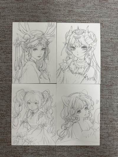 喜灰玩卡拍卖第八期，接拍品0佣金，欢迎送拍，释放现金流，让自己有资金可以购买更多喜欢的卡牌，让别的卡友能淘到更多心仪的卡牌 香山文创 画师简绘 一组 4张 