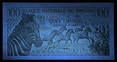 小福收藏拍卖第205期 裸钞场 本期有多张豹子号靓号  大量民国钞 百慕大样钞洋葱冠全套  阿富汗首年份查希尔国王和独立纪念碑 仅发行1000枚亚克力砖封蒙古20000图格里克帝国800周年纪念钞 卢旺达 东加勒比 斯里兰卡等多国精美纸币 卢旺达 1978年 100法郎 斑马 无47 unc