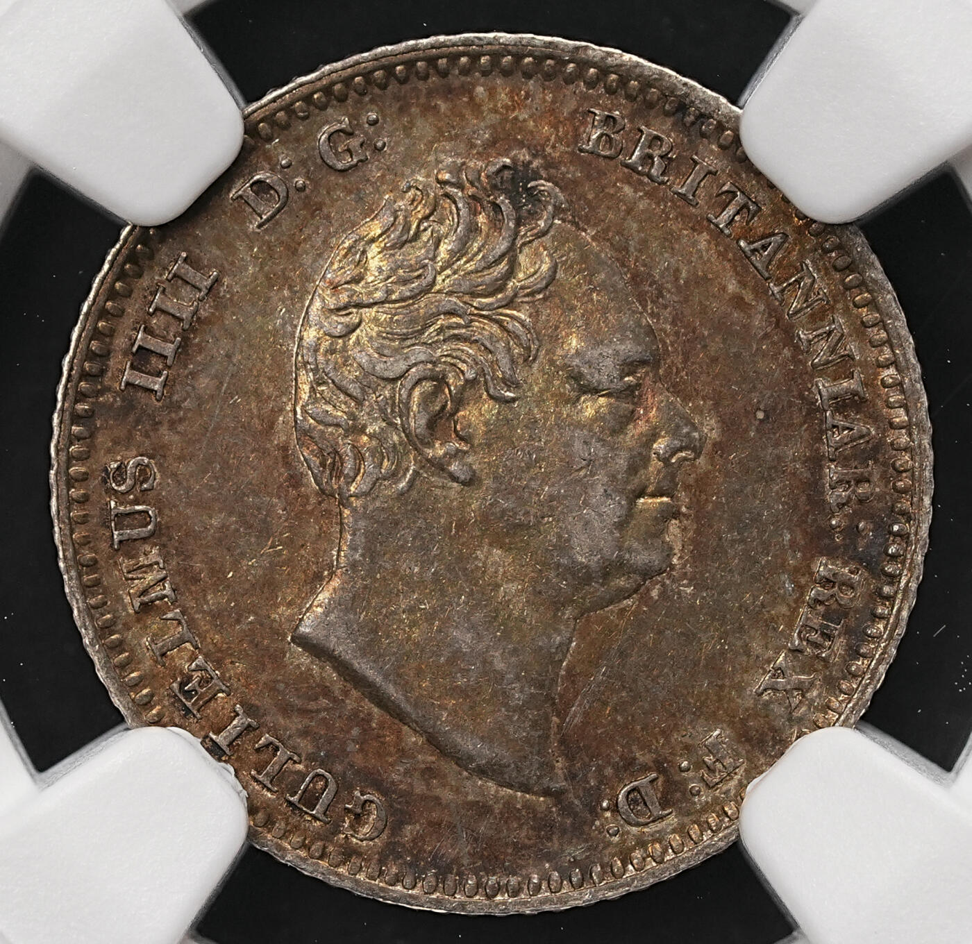 修遠堂世界钱币第112期 NGC AU55 1836年英国4便士银币，酱彩