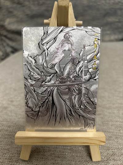 喜灰玩卡拍卖第八期，接拍品0佣金，欢迎送拍，释放现金流，让自己有资金可以购买更多喜欢的卡牌，让别的卡友能淘到更多心仪的卡牌 卡德曼 张建东水浒 特卡 扈三娘 线稿 水墨 一组两张 折光粗闪