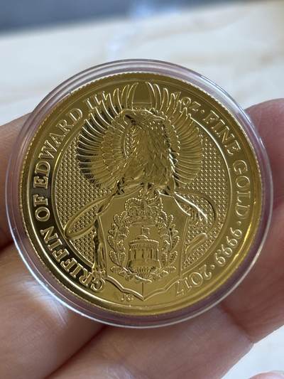 英国2017年女王神兽系列格里芬鹰1盎司纪念金币，9999金