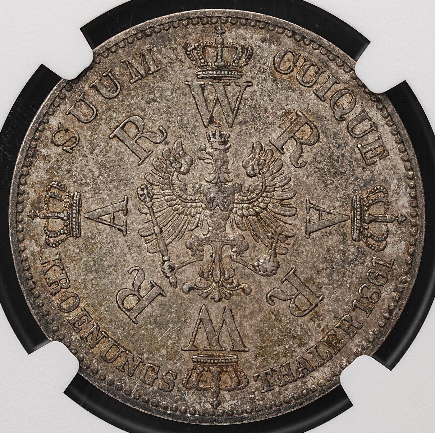 修遠堂世界钱币第112期 NGC AU58 1861年普鲁士威廉一世加冕纪念1泰勒银币