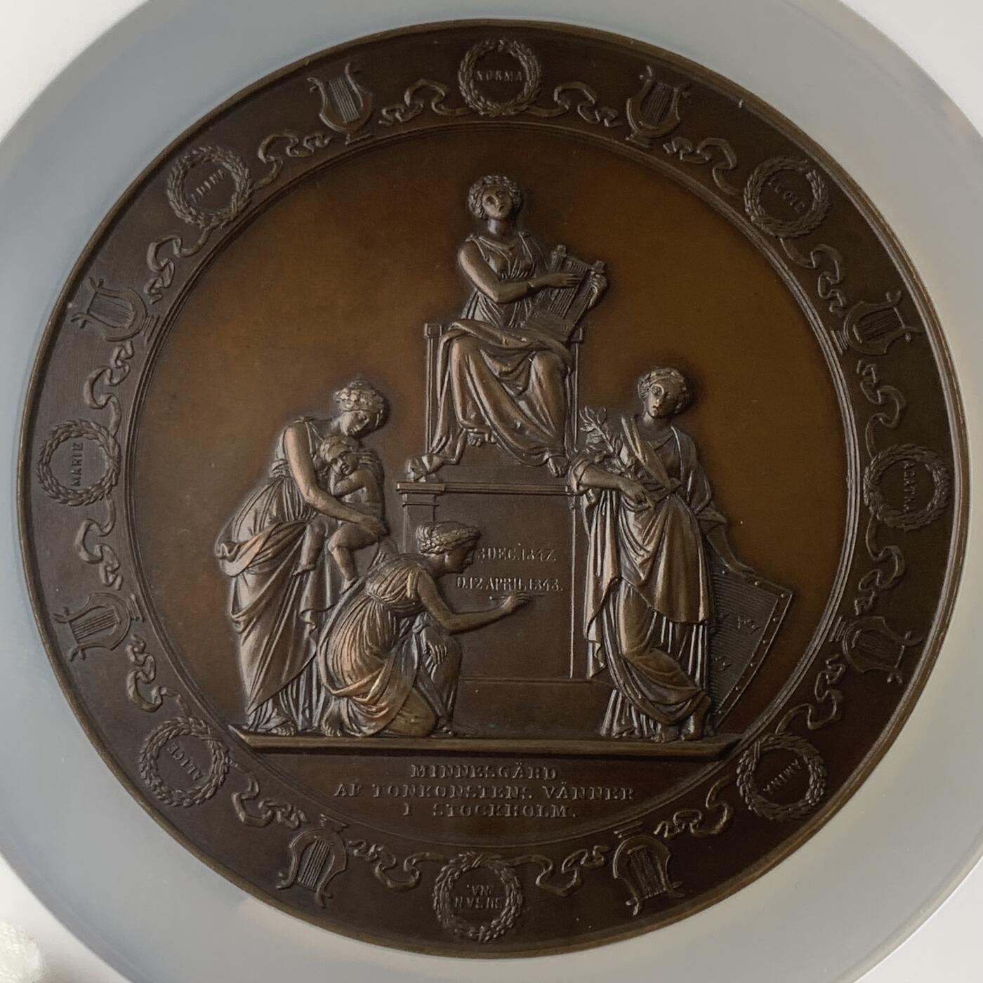 掌中浮雕-藏着的欧洲第059场 NGC MS62 ：1848年瑞典夜莺珍妮·林德铜章，78mm, P.H.Lundgren,高浮雕，NGC 加厚盒子