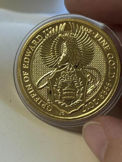 英国2017年女王神兽系列格里芬鹰1盎司纪念金币，9999金