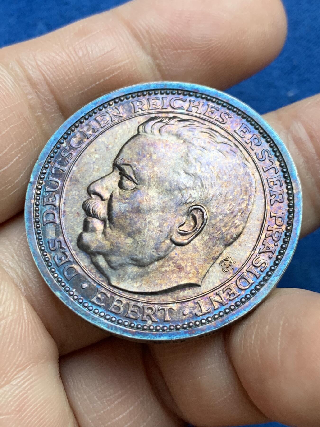 《竞宝斋》第482场 周日，周一 2场连拍 （全场包邮）20级店铺 欢迎送拍 德国埃玛共和国总统艾伯特银章 24.85克 35.8mm