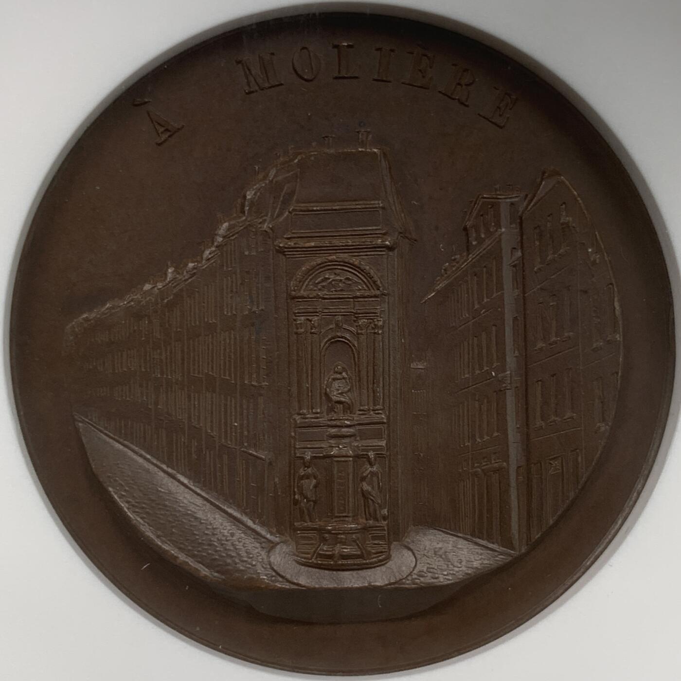 掌中浮雕-藏着的欧洲第059场 NGC MS63 : 法国著名剧作家莫里哀纪念铜章，41mm