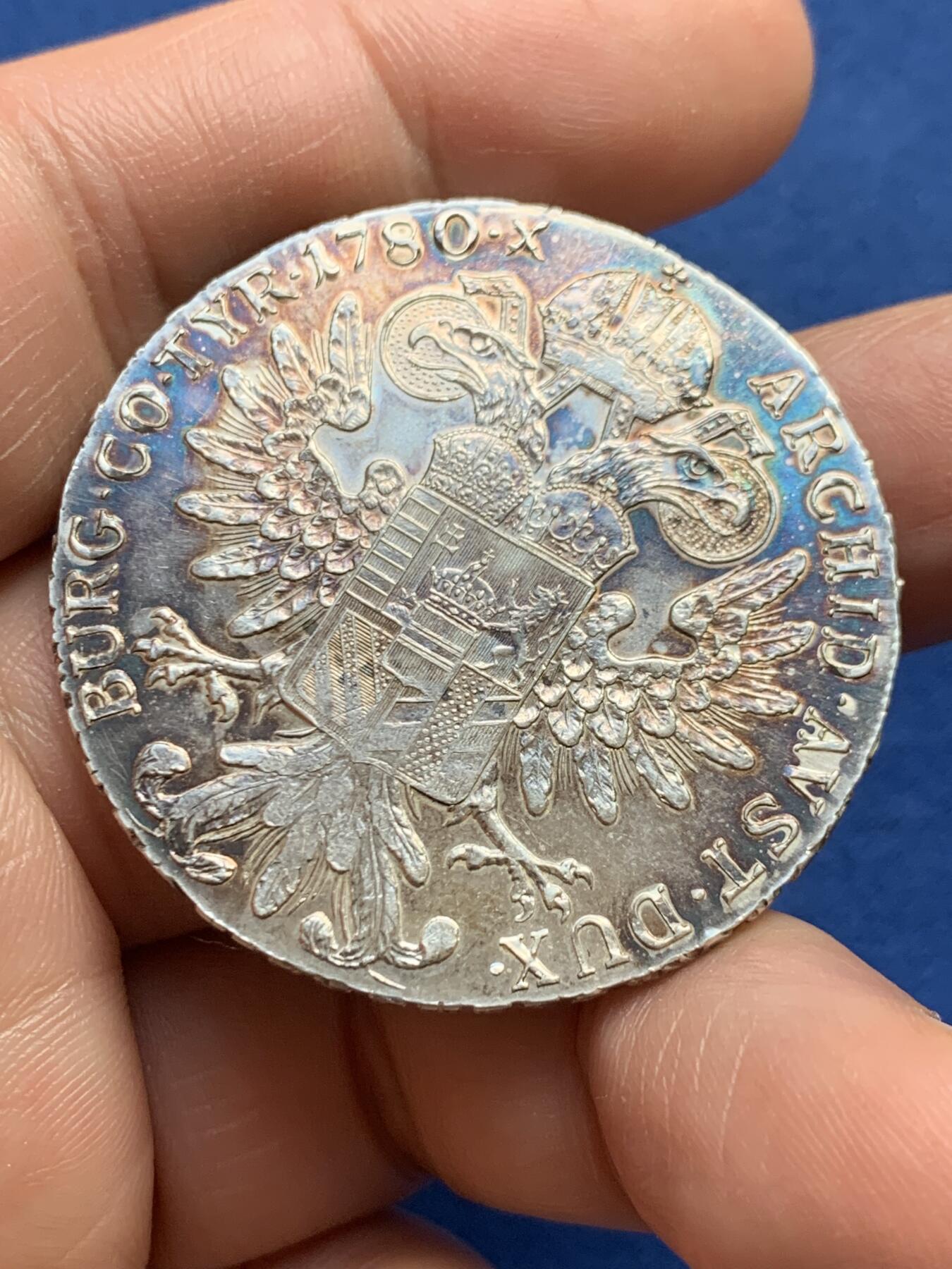 《竞宝斋》第482场 周日，周一 2场连拍 （全场包邮）20级店铺 欢迎送拍 1780年奥地利大奶妈1泰勒后铸银币