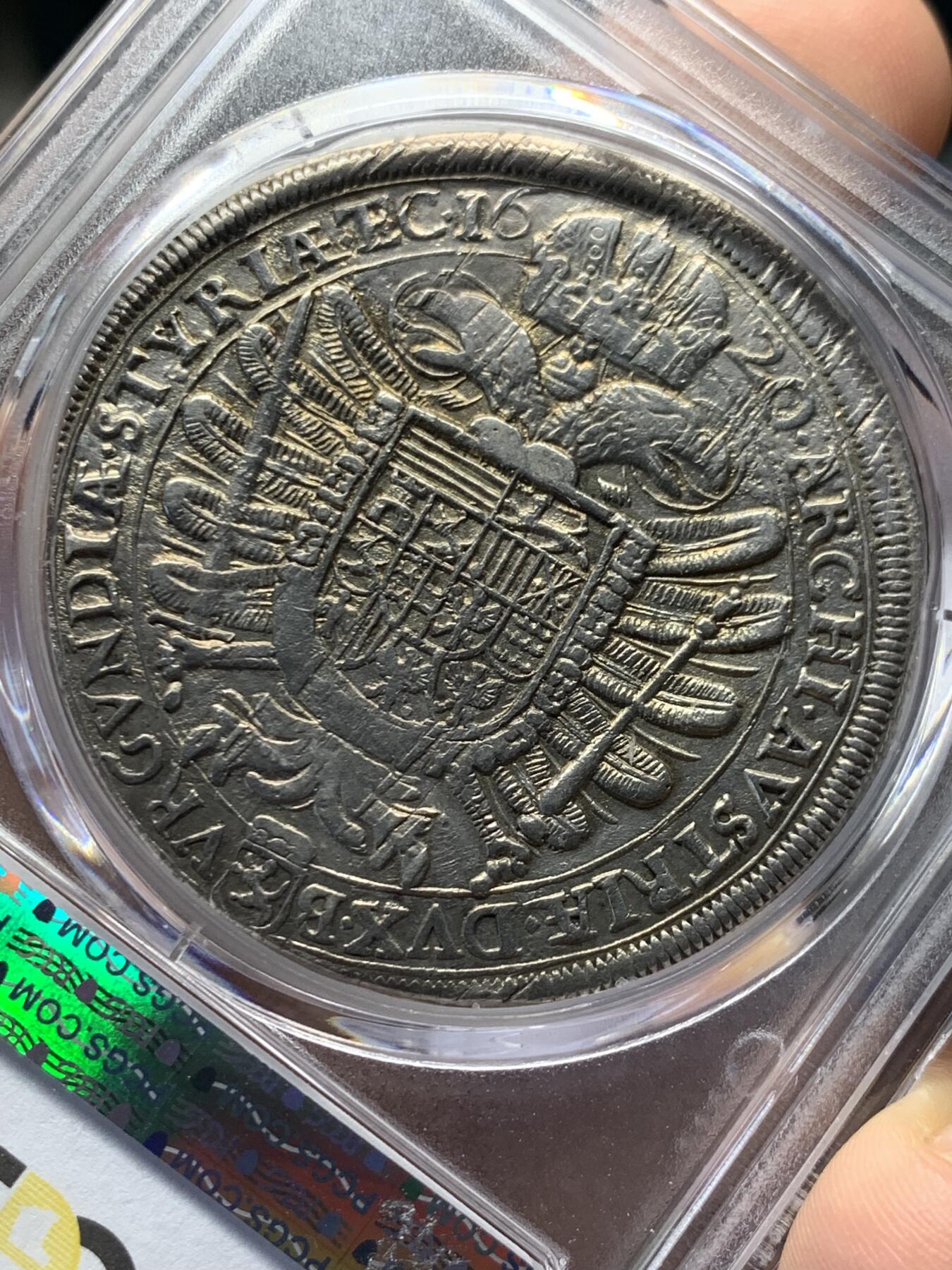 《竞宝斋》第482场 周日，周一 2场连拍 （全场包邮）20级店铺 欢迎送拍 亚军分 PCGS AU55 奥地利帝国 1620年 斐迪南二世 泰勒大银币 格拉茨造币厂 独年发行 少见皇冠头像 双面深打 更高分仅1枚 17世纪好品不易