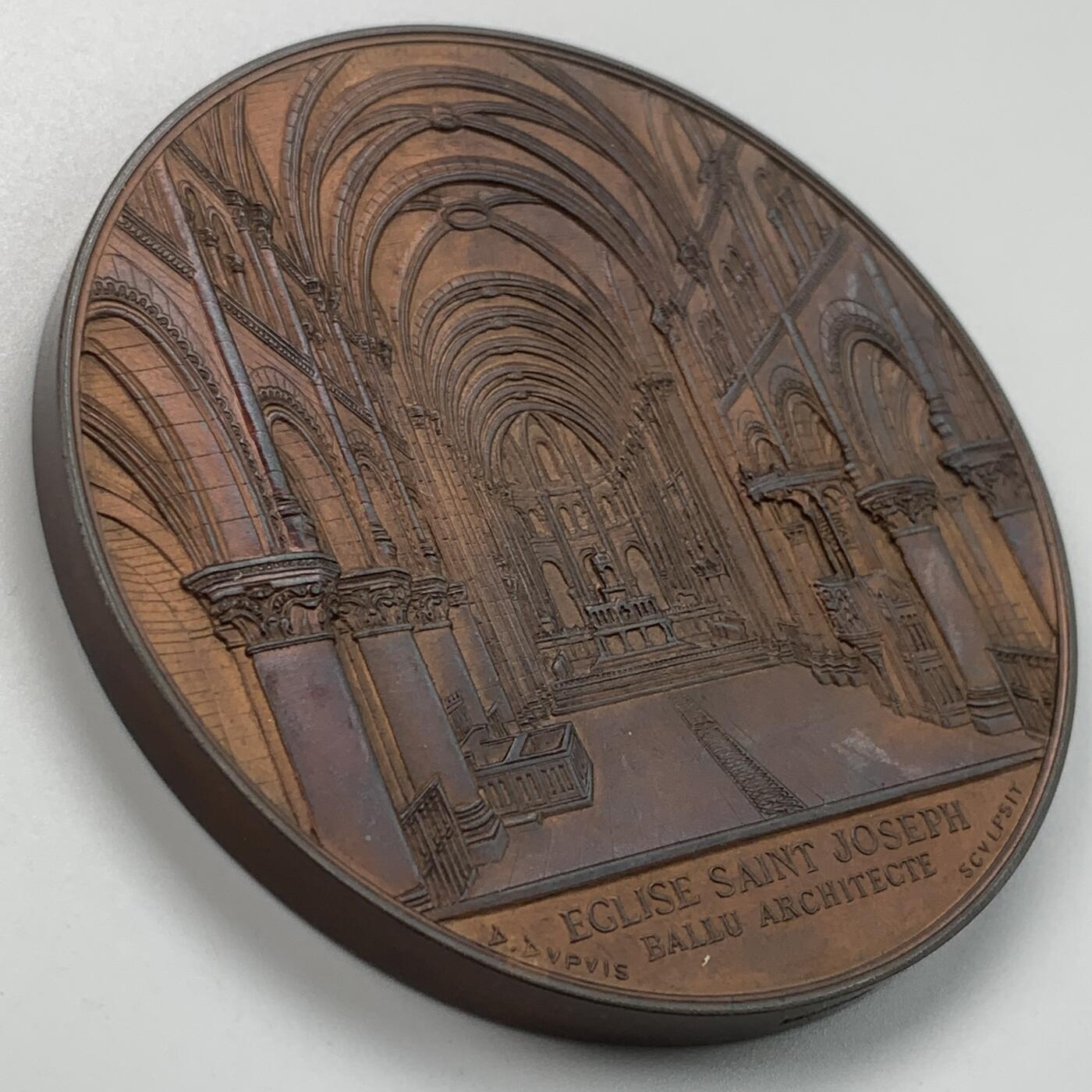 掌中浮雕-藏着的欧洲第059场 法国巴黎圣约瑟夫教堂大铜章，75mm，丰饶角边铭