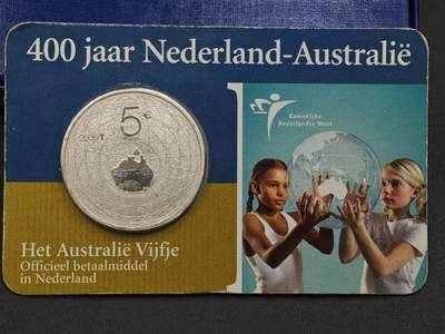 【淘币小摊】实时拍第八百九十六拍   银币套币场    每周一统一发货 荷兰2006年5欧元非流通银币 荷兰-澳大利亚交往400周年 925银11.9克 卡装