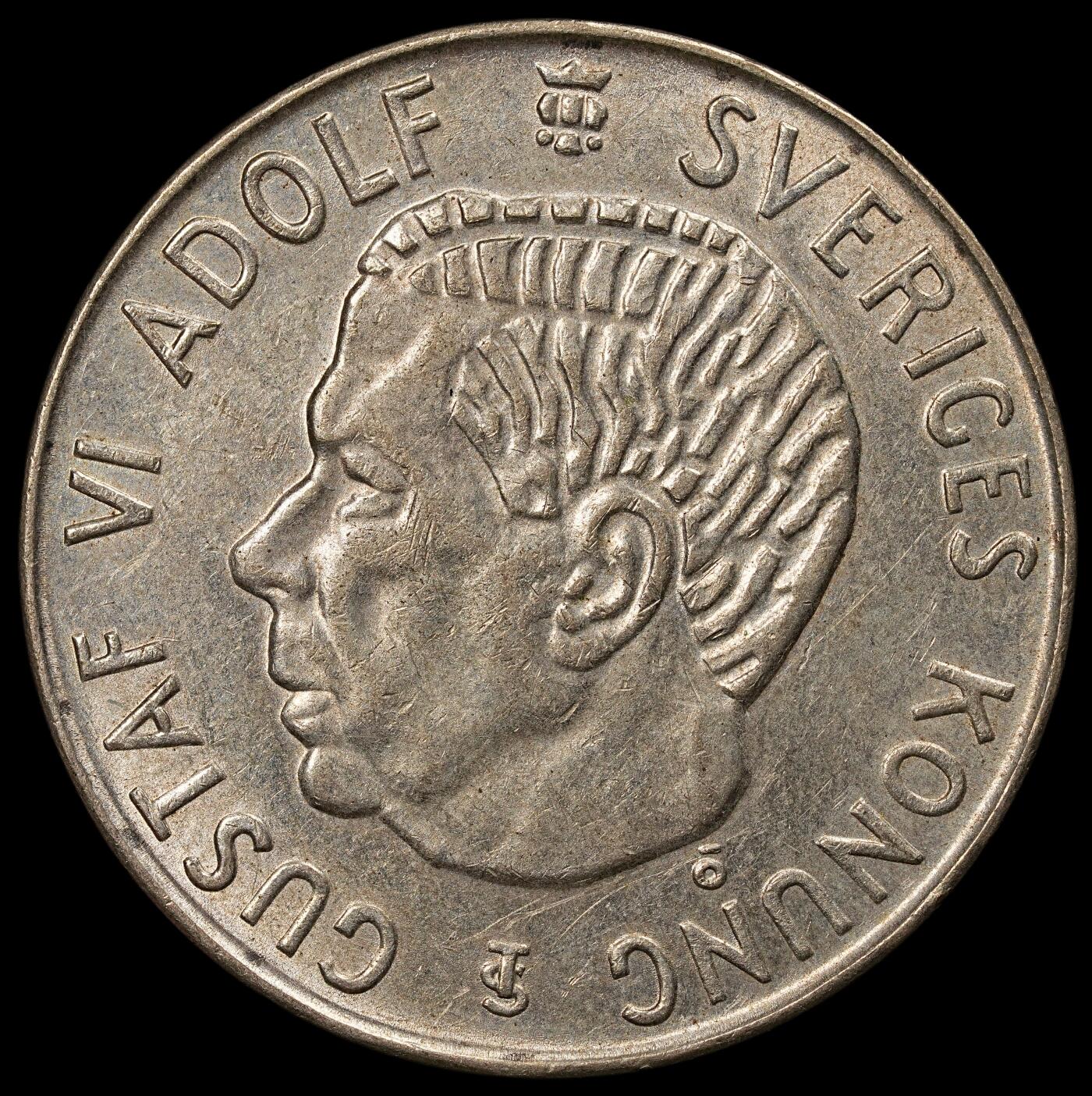 修遠堂世界钱币第112期 1955年瑞典5克朗银币，18g，含银40%