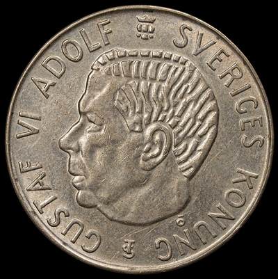 修遠堂世界钱币第112期 - 1955年瑞典5克朗银币，18g，含银40%