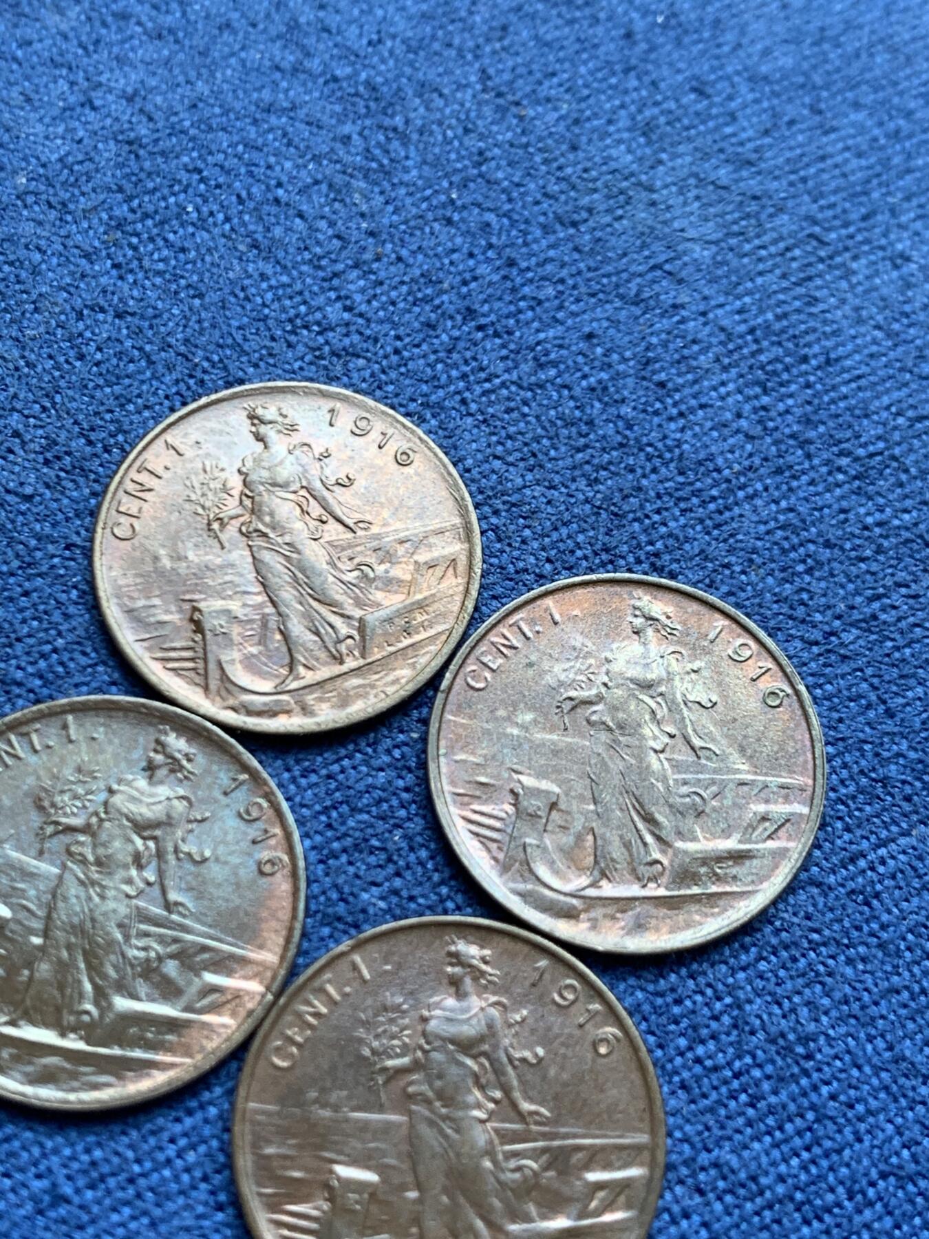 《竞宝斋》第482场 周日，周一 2场连拍 （全场包邮）20级店铺 欢迎送拍 四枚一组 好品 意大利1916年1分