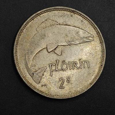 【淘币小摊】实时拍第八百九十六拍   银币套币场    每周一统一发货 爱尔兰1928年1弗洛林鲑鱼银币