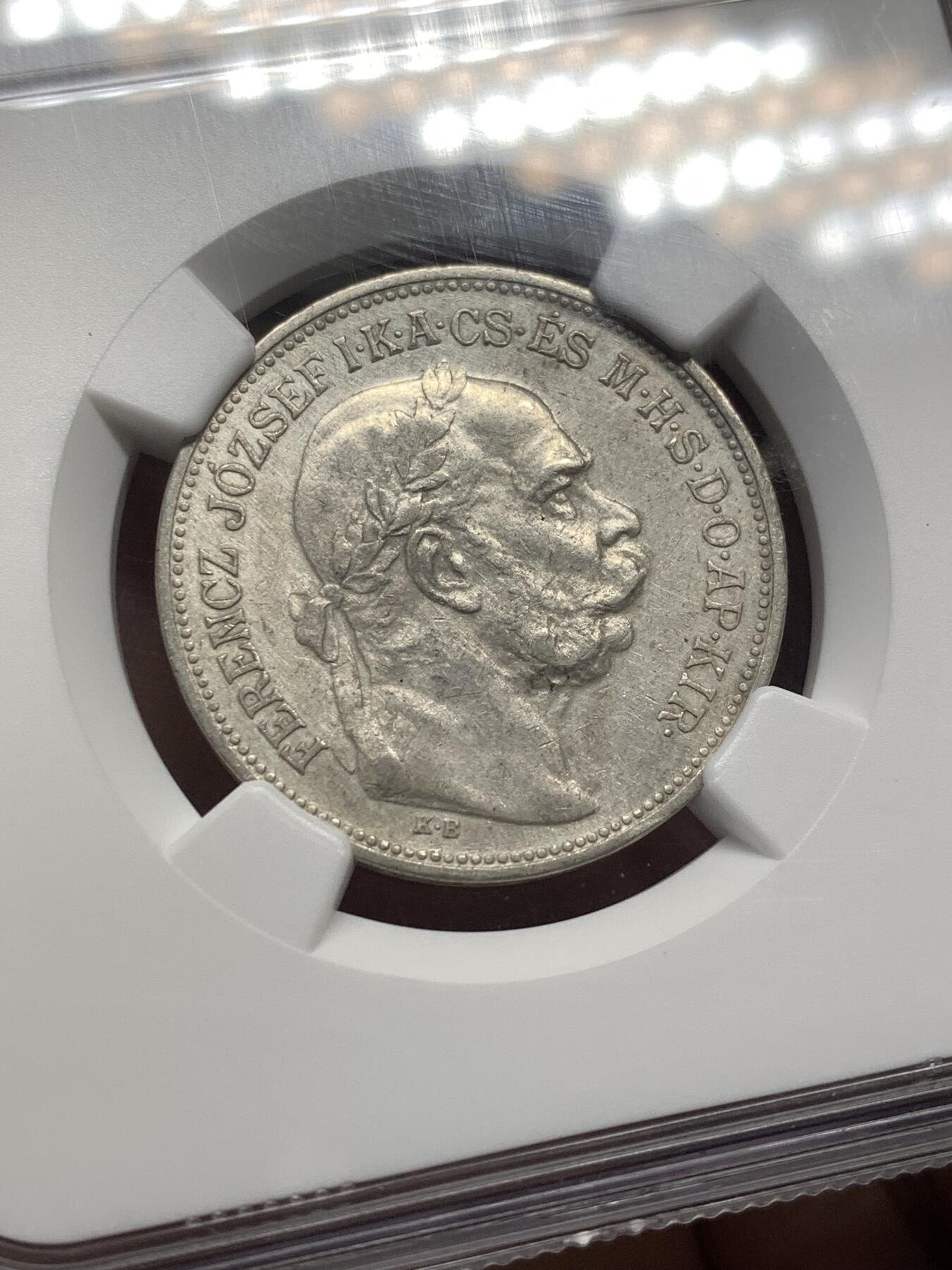 《竞宝斋》第482场 周日，周一 2场连拍 （全场包邮）20级店铺 欢迎送拍 NGC AUD 奥匈帝国1912年KB版双天使2克朗银币