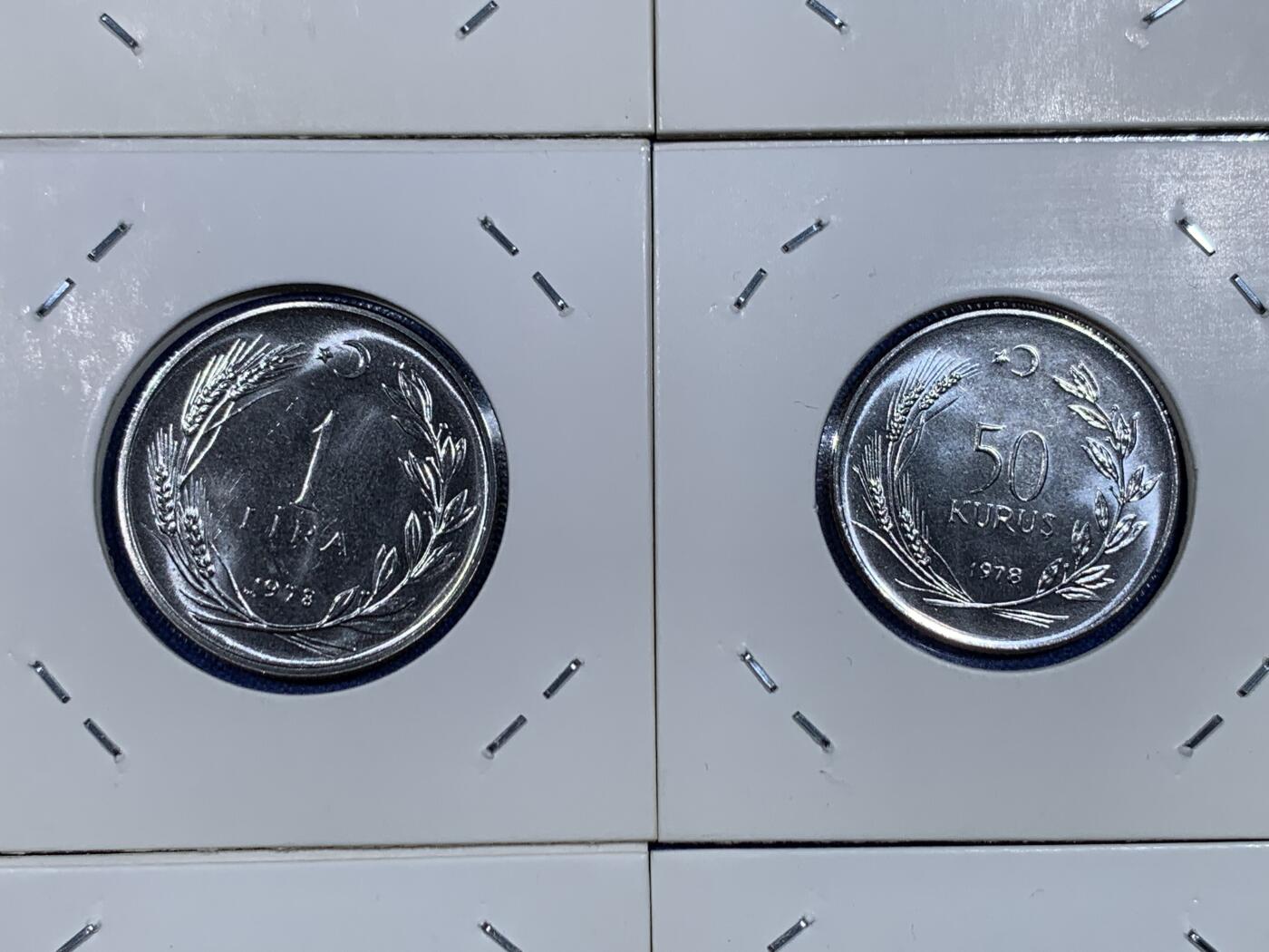 《竞宝斋》第482场 周日，周一 2场连拍 （全场包邮）20级店铺 欢迎送拍 土耳其1976-1980年F.A.O纪念币8枚套（500里拉银币齿边，光边加字）