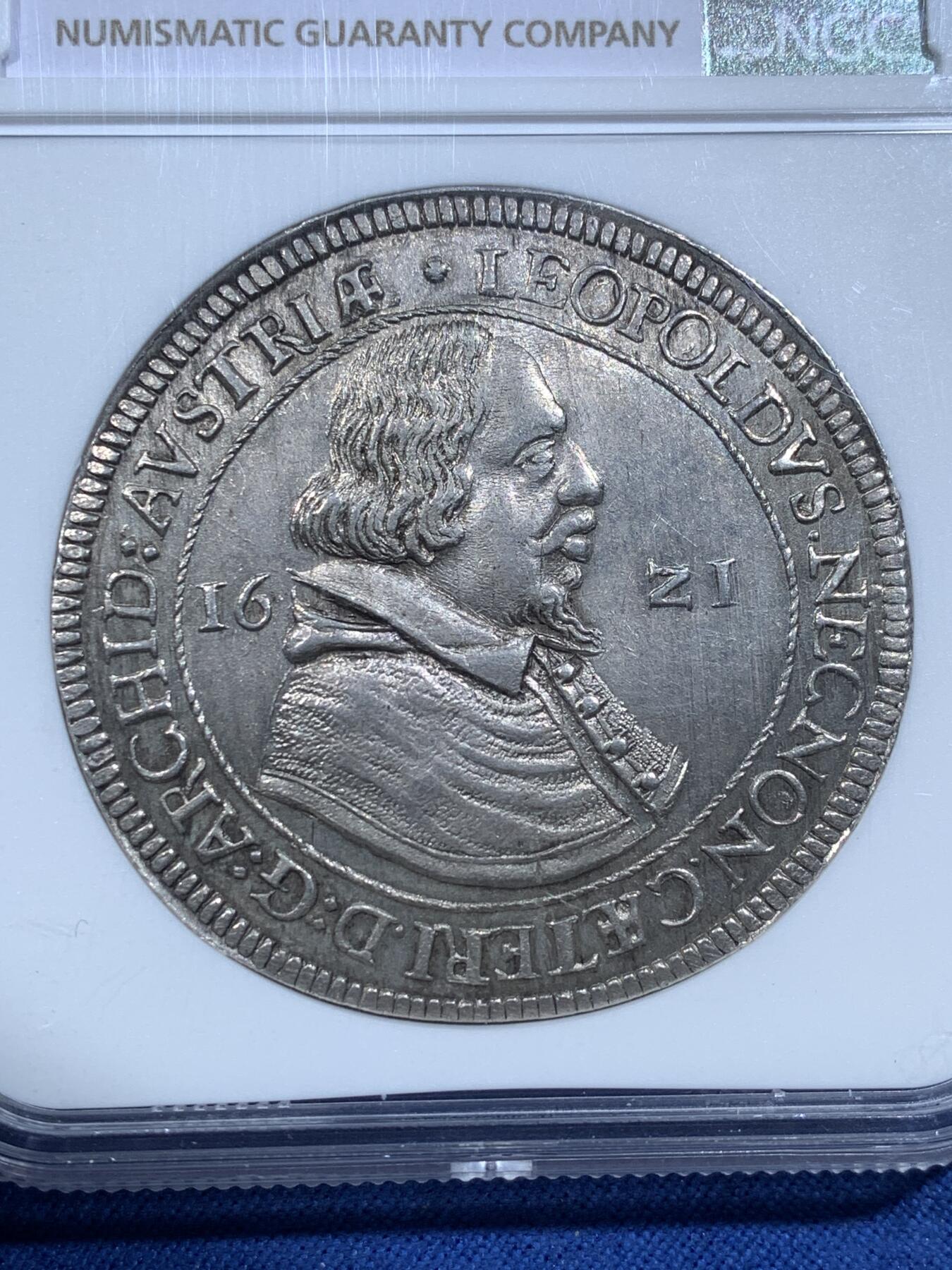 《竞宝斋》第482场 周日，周一 2场连拍 （全场包邮）20级店铺 欢迎送拍 唯一亚军分 NGC MS63 奥地利帝国 1621年 利奥波德 泰勒大银币 400多年的老泰勒 能有这个品质确实难得