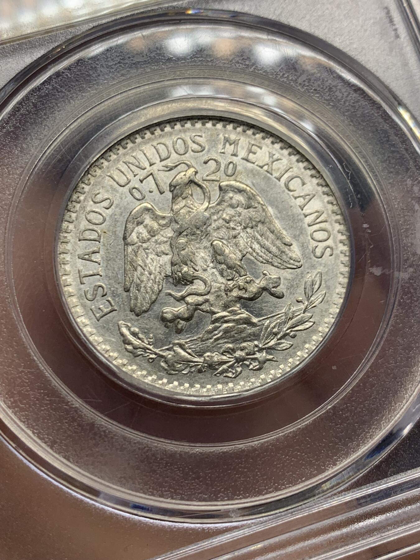 《竞宝斋》第482场 周日，周一 2场连拍 （全场包邮）20级店铺 欢迎送拍 公博 MS67 墨西哥1945年50分银币