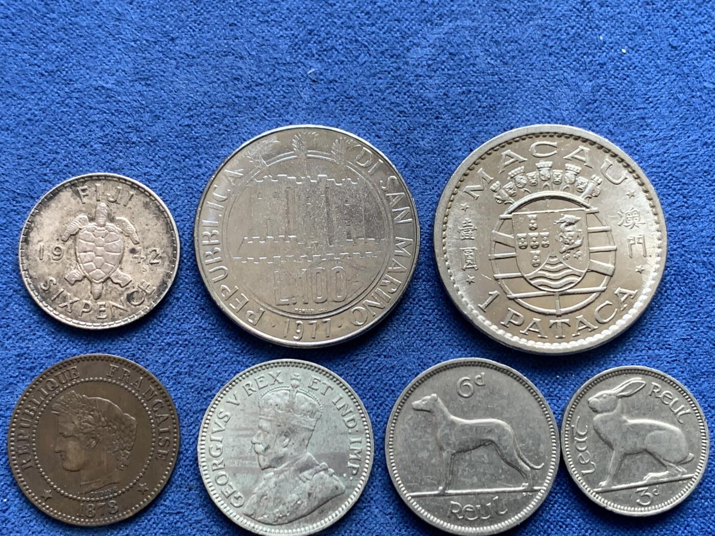 《竞宝斋》第482场 周日，周一 2场连拍 （全场包邮）20级店铺 欢迎送拍 10枚一组 各国铜币和银币，品相都挺不错的，品种和版本自辨