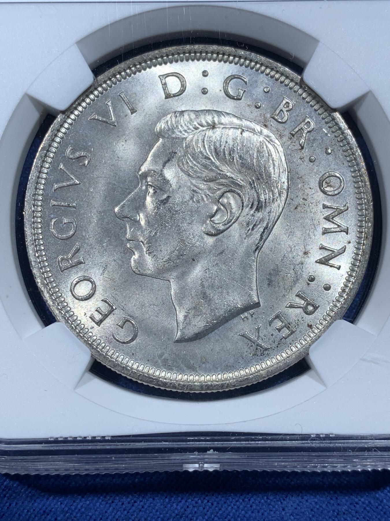 《竞宝斋》第482场 周日，周一 2场连拍 （全场包邮）20级店铺 欢迎送拍 NGC MS63 英国1937年乔治六世登基1克朗银币