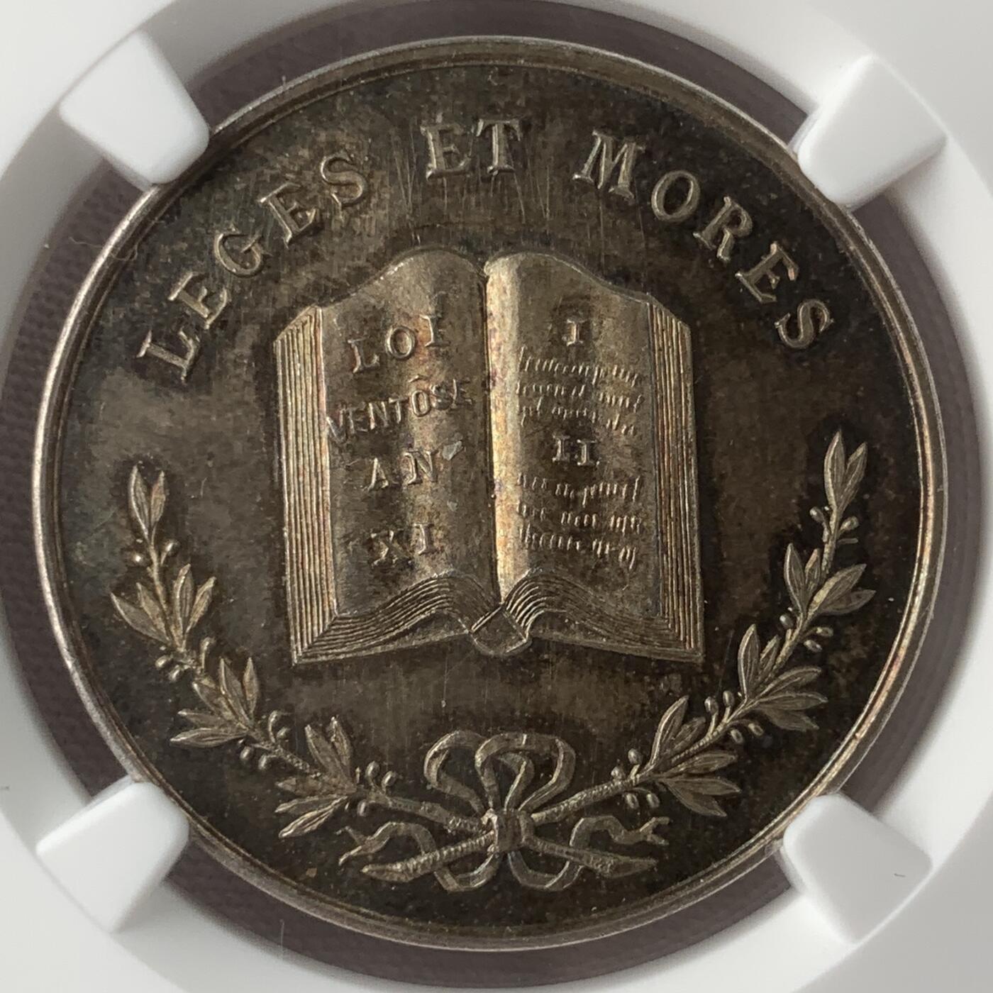 掌中浮雕-藏着的欧洲第059场 NGC MS62 : 法国朗格勒公证人银章，33mm