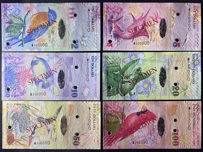 小福收藏拍卖第205期 裸钞场 本期有多张豹子号靓号  大量民国钞 百慕大样钞洋葱冠全套  阿富汗首年份查希尔国王和独立纪念碑 仅发行1000枚亚克力砖封蒙古20000图格里克帝国800周年纪念钞 卢旺达 东加勒比 斯里兰卡等多国精美纸币 百慕大 2009年 2 5 10 20 50 100元 样钞 洋葱冠 562号 6张全套 unc