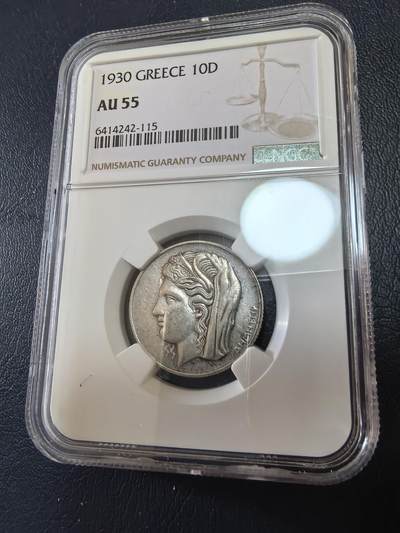 长老汇马年精选第十九场拍卖 1930希腊谷物女神10德拉克马银币，NGC AU55，克书60分400美金