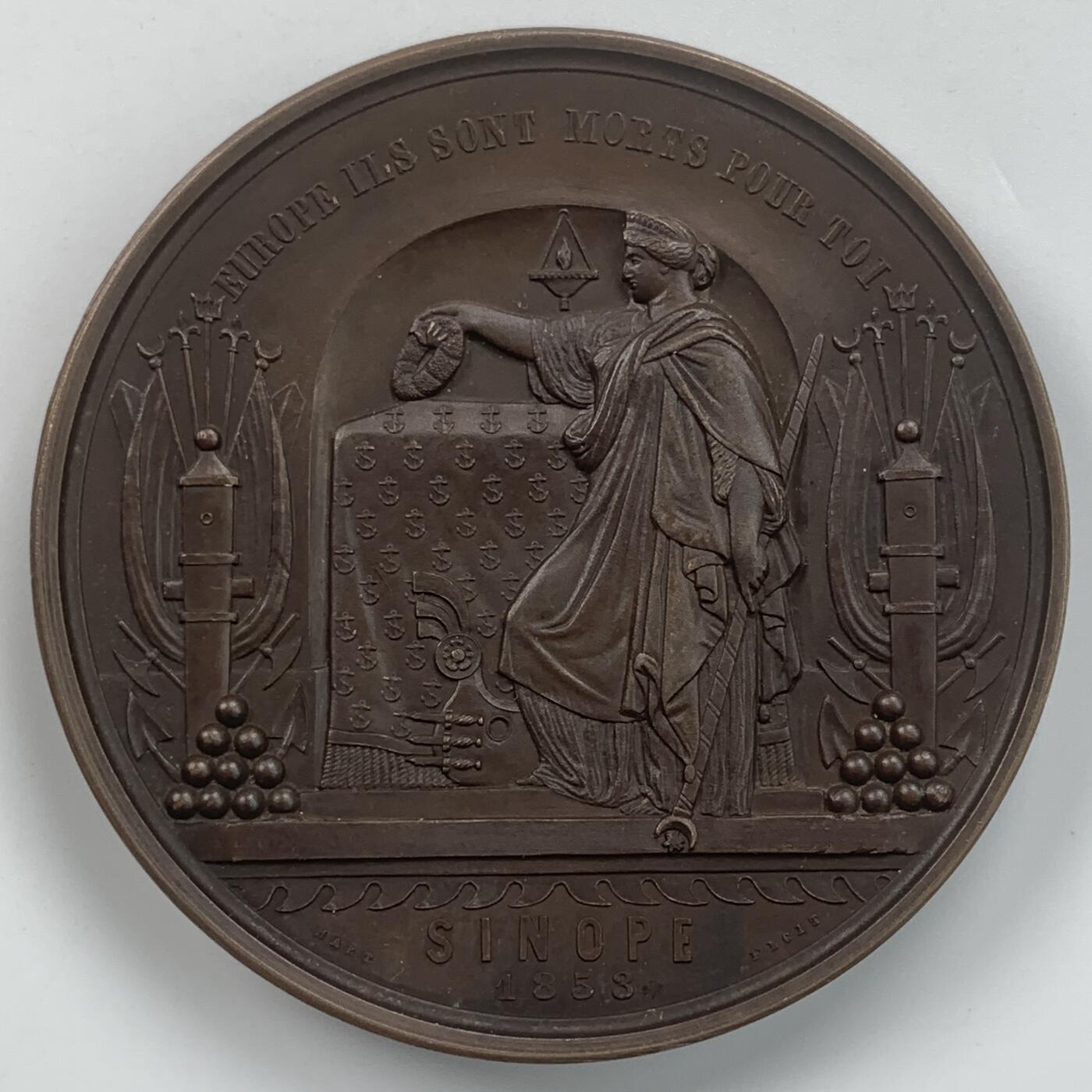 掌中浮雕-藏着的欧洲第059场 1853年奥斯曼帝国阿卜杜勒·麦贾德锡诺普战役铜章，68mm，Hart雕刻，有合适的盒子