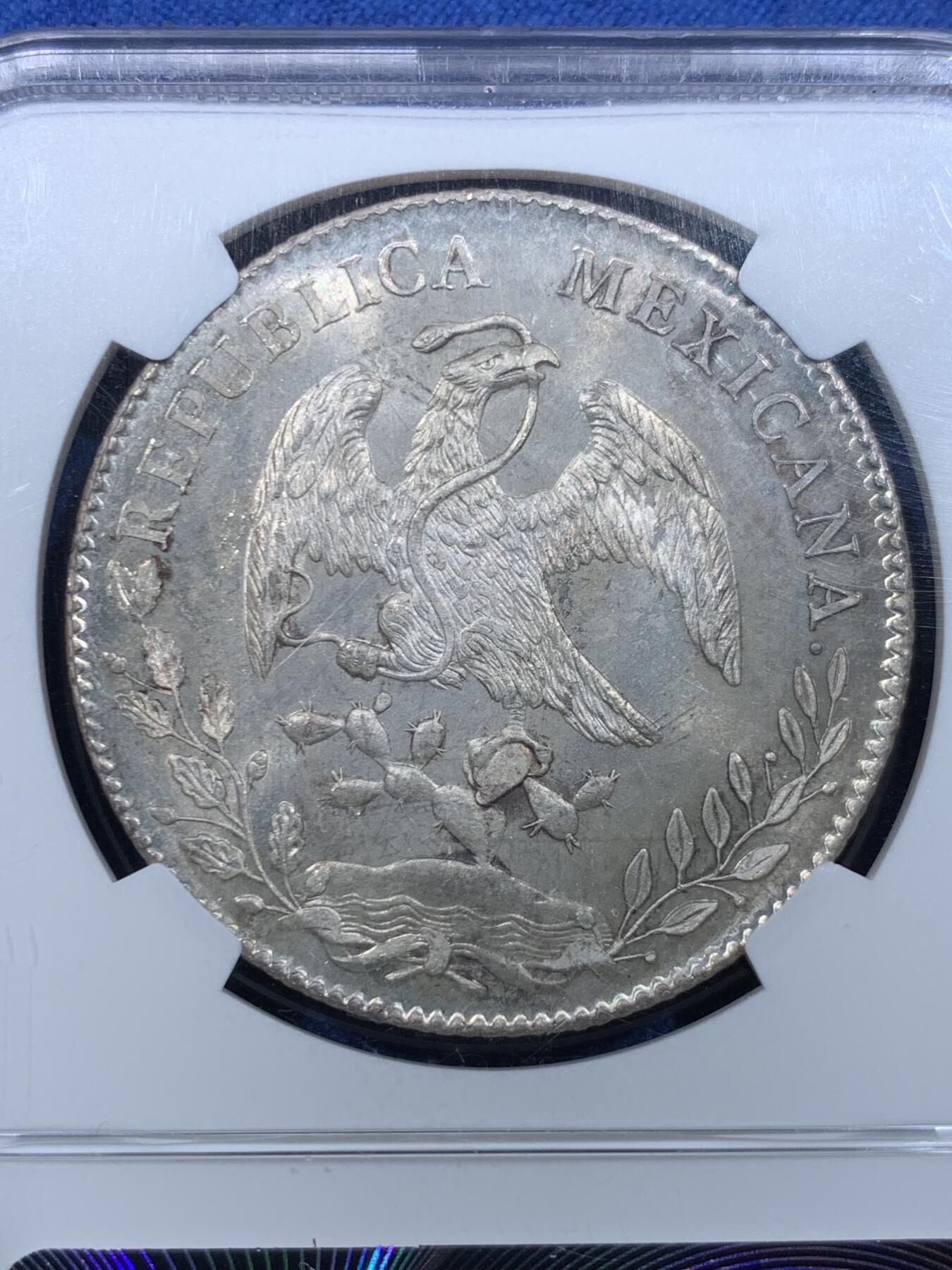 《竞宝斋》第482场 周日，周一 2场连拍 （全场包邮）20级店铺 欢迎送拍 NGC MS63 墨西哥1895年ZS FZ花边鹰洋银币 历经百年崭新出场