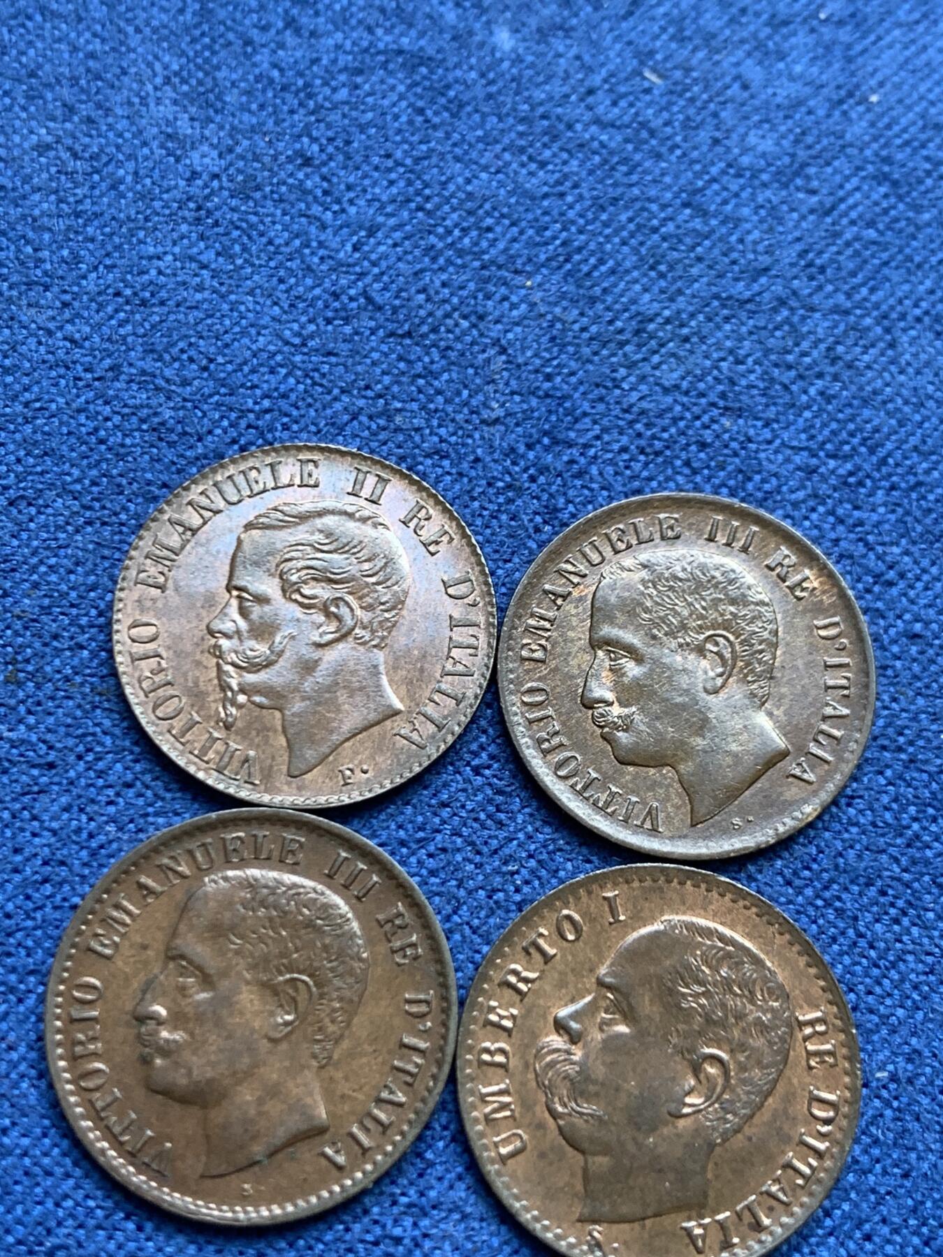 《竞宝斋》第482场 周日，周一 2场连拍 （全场包邮）20级店铺 欢迎送拍 四枚一组 意大利1867、1895、1905、1908年1分 好品