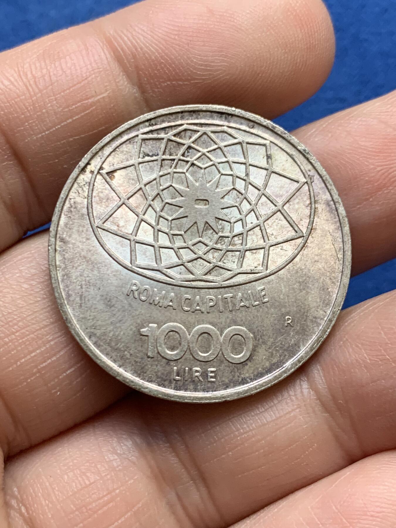 《竞宝斋》第482场 周日，周一 2场连拍 （全场包邮）20级店铺 欢迎送拍 意大利1970年罗马建都百年1000里拉纪念银币