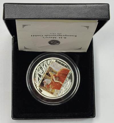 S&S Numismatic世界钱币-拍卖 第126期  库克群岛2013年 艺术大师系列-马背上的戈黛娃夫人（约翰·柯里尔绘）20元彩色镶水晶精制银币 3盎司999银 发行量1898