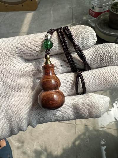 零元拍：HL-10虎皮纹海南黄花梨葫芦吊坠：19.8/32MM - 零元拍：HL-10虎皮纹海南黄花梨葫芦吊坠：19.8/32MM