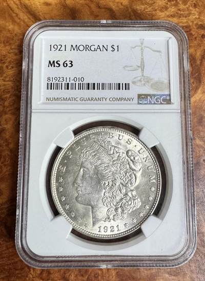 得物收藏 Chase Auction 第37期 - - 外钞、银元、民国钞和人民币混合场！ 持续更新！ 1921年美国摩根1元银币，大头妹，NGC MS 63！