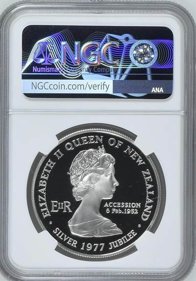 S&S Numismatic世界钱币-拍卖 第126期  新西兰1977年 女王的银禧年和怀唐伊日 1新元精制纪念银币 NGC PF68UC  28.28克925银