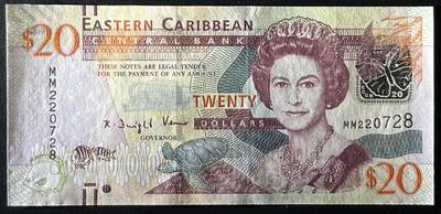 小福收藏拍卖第205期 裸钞场 本期有多张豹子号靓号  大量民国钞 百慕大样钞洋葱冠全套  阿富汗首年份查希尔国王和独立纪念碑 仅发行1000枚亚克力砖封蒙古20000图格里克帝国800周年纪念钞 卢旺达 东加勒比 斯里兰卡等多国精美纸币 东加勒比  2012年 20元 有盲文 无字母 尾8 蝴蝶贴膜 unc