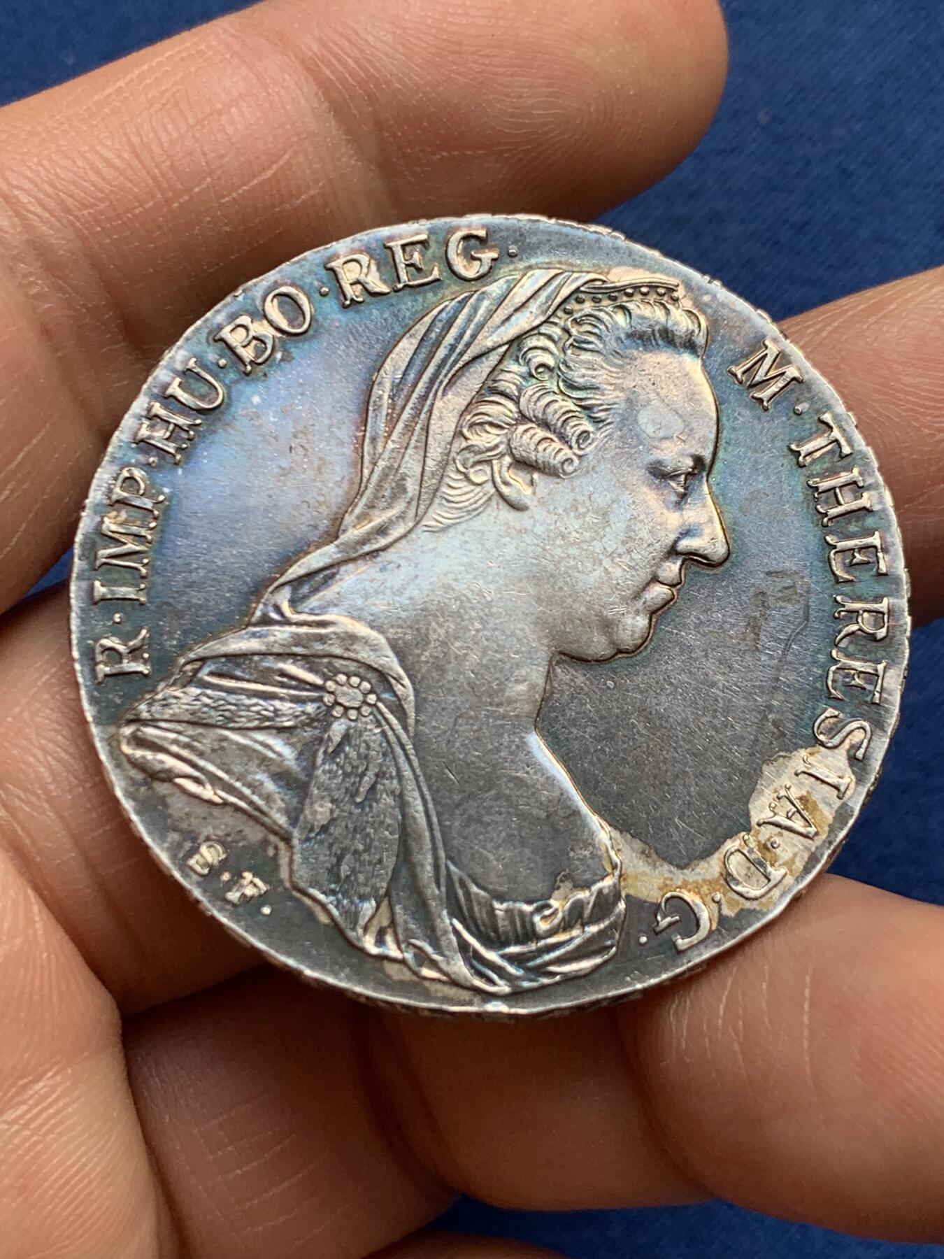 《竞宝斋》第482场 周日，周一 2场连拍 （全场包邮）20级店铺 欢迎送拍 1780年奥地利大奶妈1泰勒后铸银币