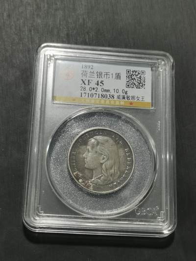 天下钱庄专场欢迎参拍 - 荷兰威廉敏娜萝莉头1盾银币