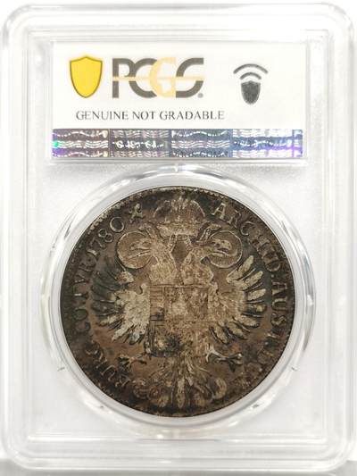 博洋堂“生趣盎然”4月精品专场暨第169期（全场包邮） PCGS F Detail 奥地利根茨堡特蕾莎泰勒银币，少见原铸大奶妈