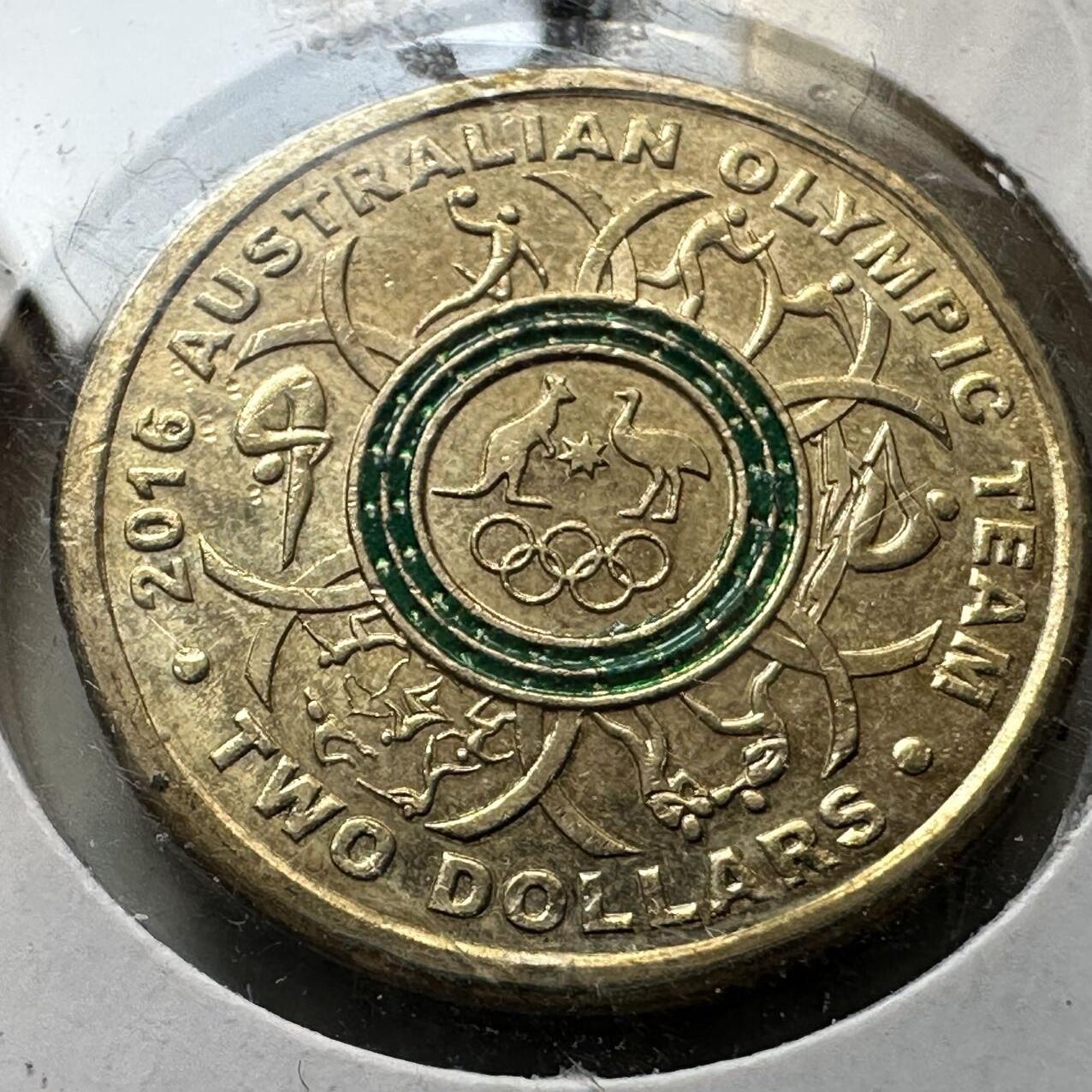🌹外币初藏🌹🐯2026年第44场   每周二四六晚8️⃣点  世界硬币  澳大利亚 2016年 里约奥运会 2澳元彩色纪念币 