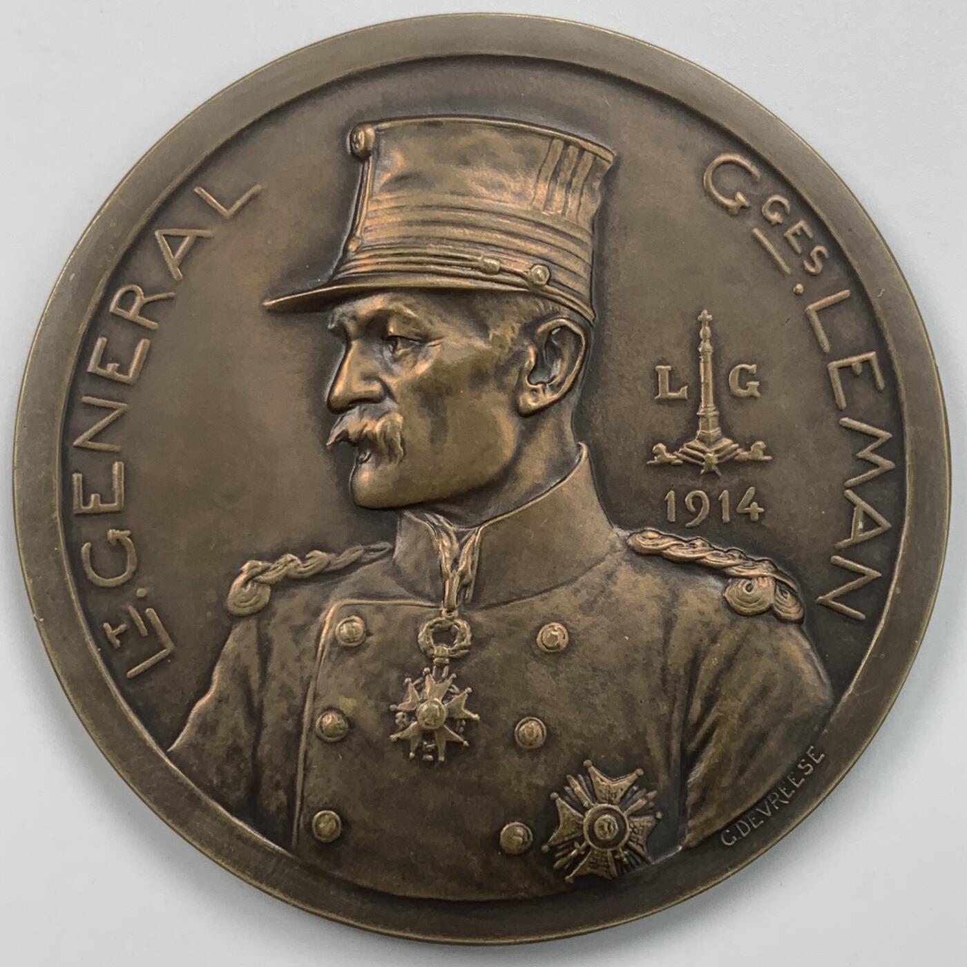 掌中浮雕-藏着的欧洲第059场 1914年比利时列日要塞防御战纪念铜章，70mm