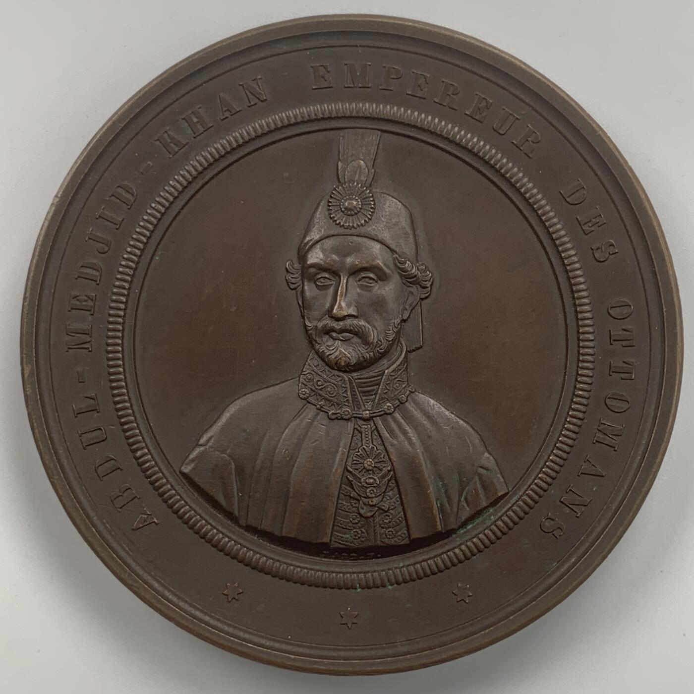 掌中浮雕-藏着的欧洲第059场 1853年奥斯曼帝国阿卜杜勒·麦贾德锡诺普战役铜章，68mm，Hart雕刻，有合适的盒子