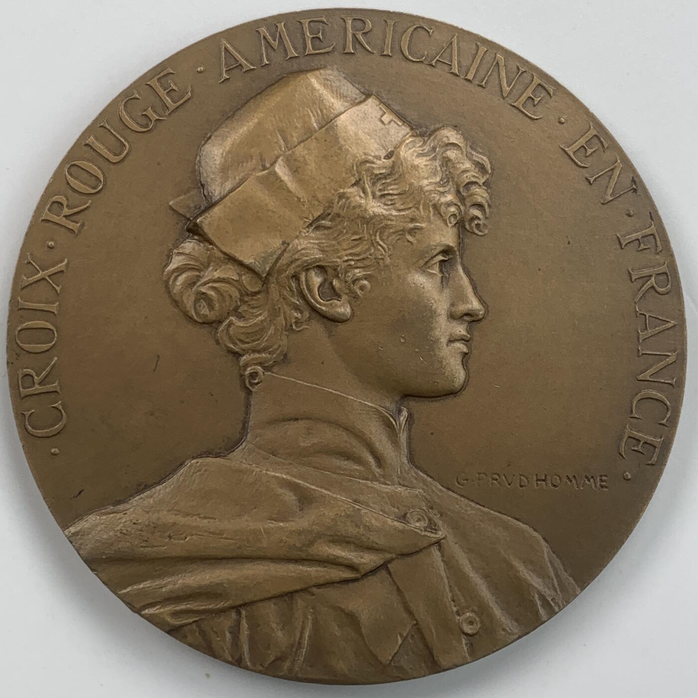 掌中浮雕-藏着的欧洲第059场 美国红十字会在法国开展人道主义救援纪念铜章，68mm