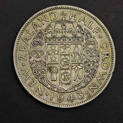 【淘币小摊】实时拍第八百九十六拍   银币套币场    每周一统一发货 新西兰1943年乔治六世半克朗银币